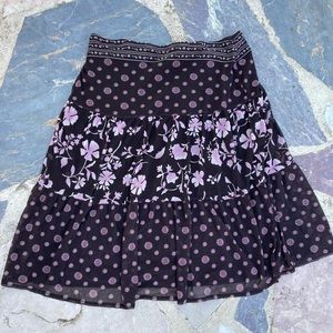 Brown/pink floral maxi skirt